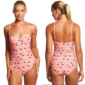 Kate Spade Ianiakea Beach Pineapple Printed Underwire One-Piece Swimsuit Size S